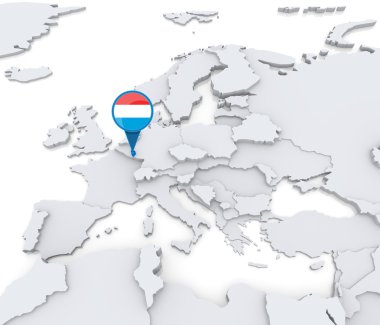 Lüksemburg Avrupa haritasında