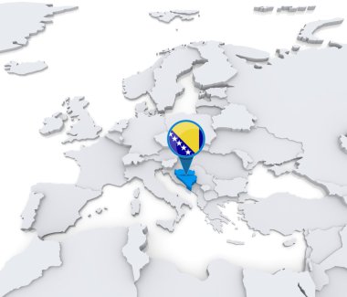 Bosna ve Hersek Avrupa haritasında