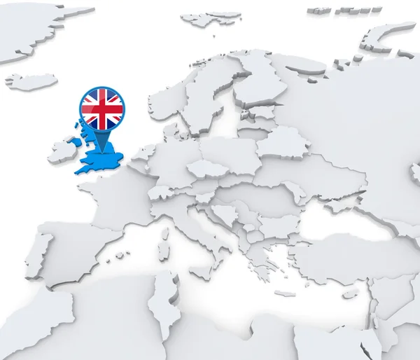 Ηνωμένο Βασίλειο στο χάρτη της Ευρώπης — Φωτογραφία Αρχείου