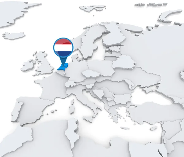 Países Bajos en un mapa de Europa — Foto de Stock