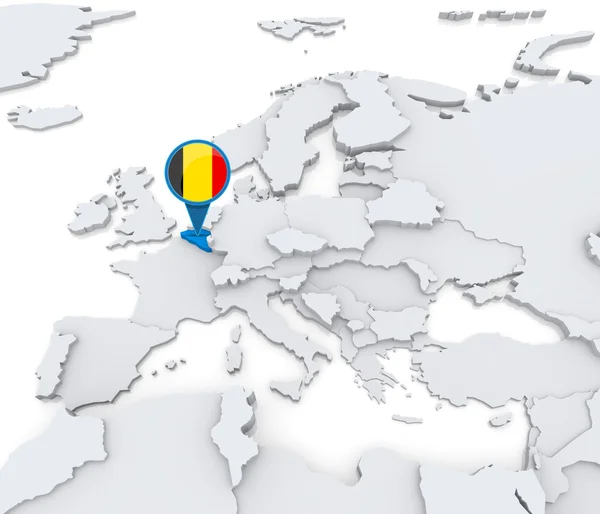 Belgien auf einer Europakarte anzeigen — Stockfoto
