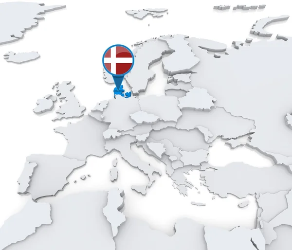 Danimarka Avrupa haritasında — Stok fotoğraf