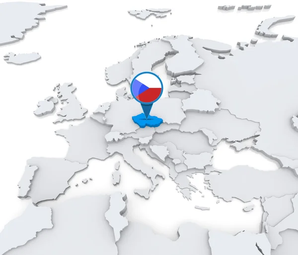 Repubblica Ceca su una mappa dell'Europa — Foto Stock