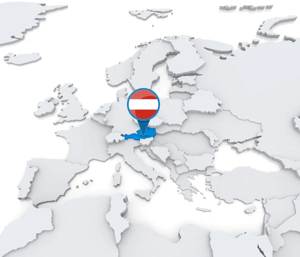 Áustria sobre um mapa de Europa — Fotografia de Stock