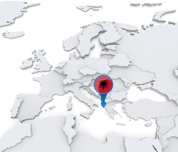 Albania on a map of Europe — Stock Photo, Image