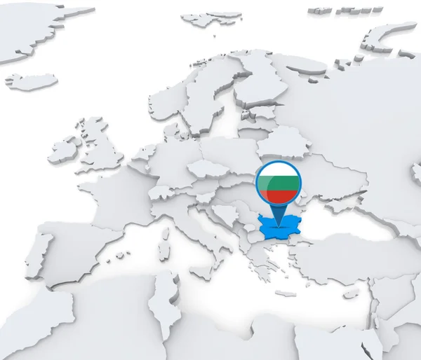 Bulgaria on a map of Europe — Stock Photo, Image