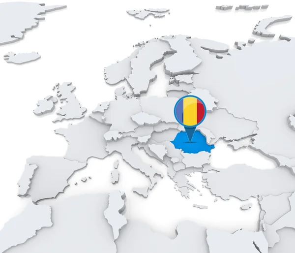 Romania su una mappa dell'Europa — Foto Stock