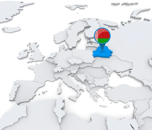 Białoruś na mapie Europy — Zdjęcie stockowe