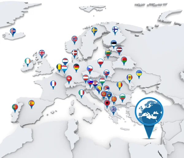 Mapa Europy z flagi narodowe — Zdjęcie stockowe