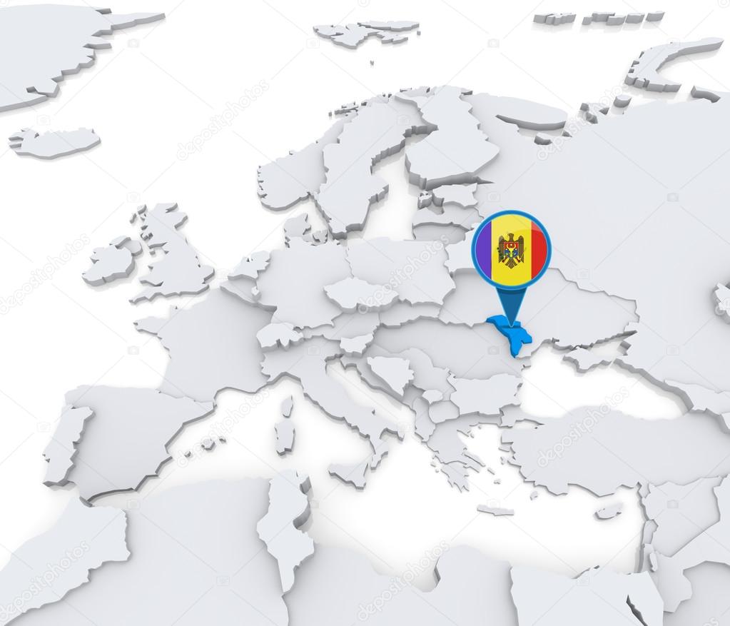 Moldova En El Mapa De Europa 2023 Depositphotos 52550529 Stock Photo Moldova On A Map Of