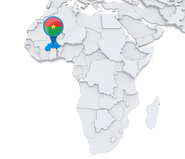Burkina บนแผนที่ของแอฟริกา — ภาพถ่ายสต็อก