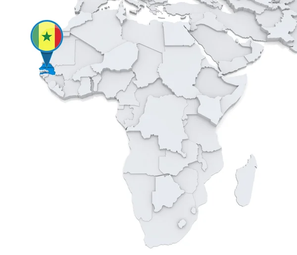 Senegal on a map of Africa — Stock Photo, Image