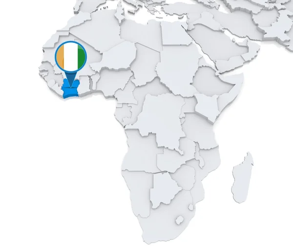 Ivory coast on a map of Africa — Stock Photo, Image