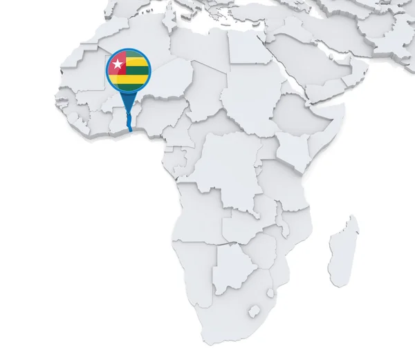 Togo on a map of Africa — Stock Photo, Image