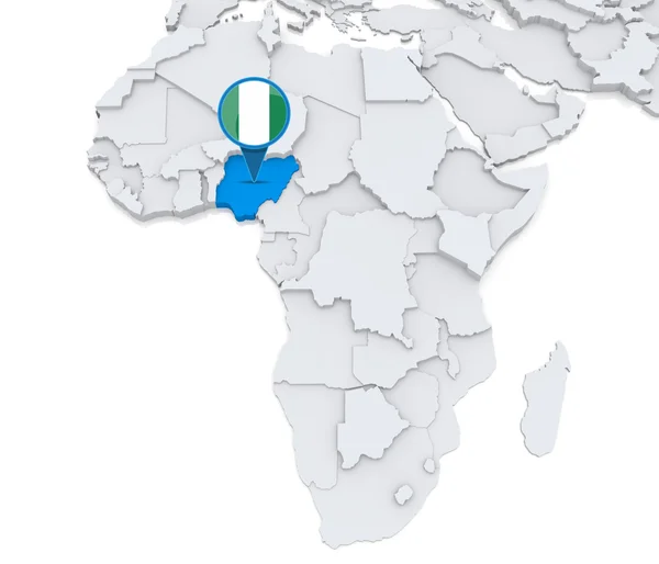 Nigeria on a map of Africa — Stock Photo, Image