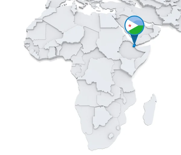 Djibouti on a map of Africa — Stock Photo, Image