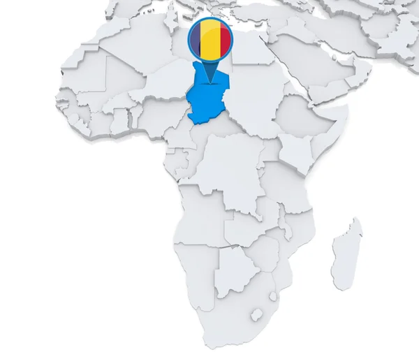 Tsjaad op een kaart van Afrika — Stockfoto