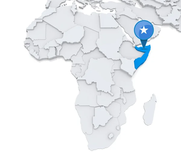 在非洲的地图上的索马里 — 图库照片