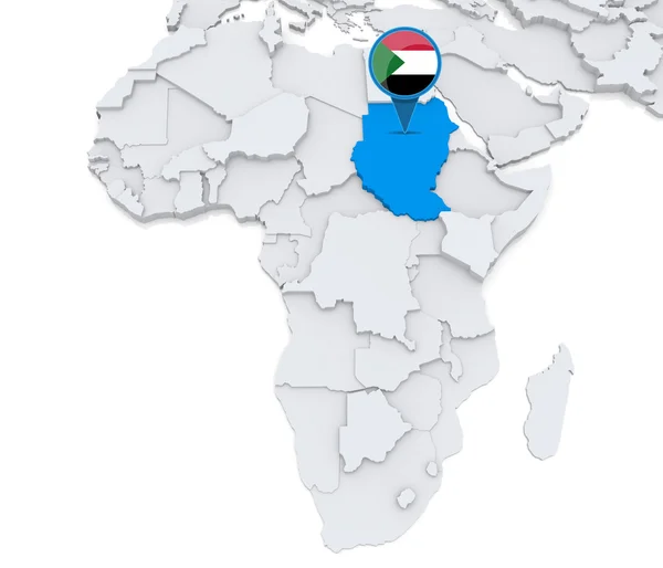 Sudan på kort over Afrika - Stock-foto