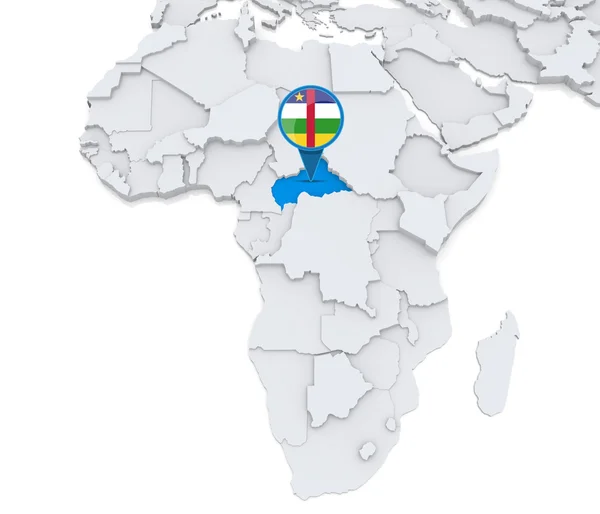 Central african republic on a map of Africa — Stock Photo, Image