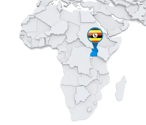 Uganda on a map of Africa — Stock Photo, Image