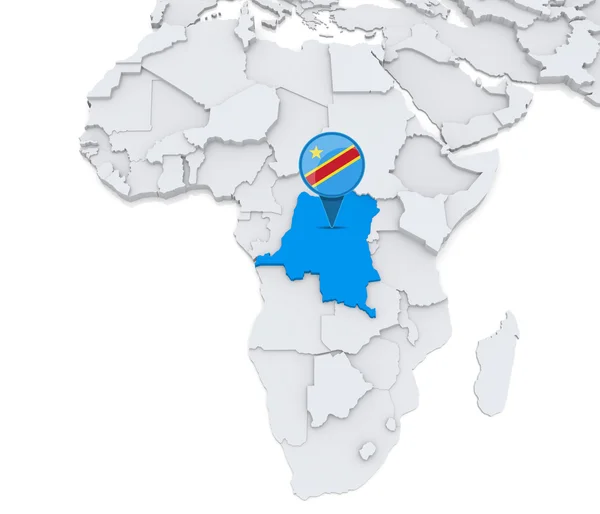 Democratic republic of Congo on a map of Africa — Stock Photo, Image