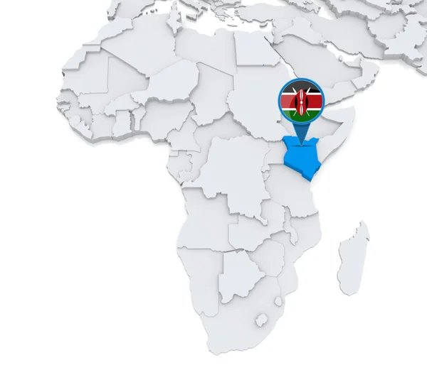 Kenya on a map of Africa — Stock Photo, Image