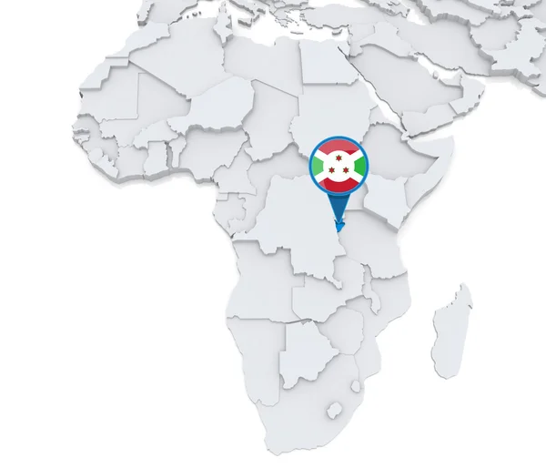 Burundi sobre um mapa de África — Fotografia de Stock