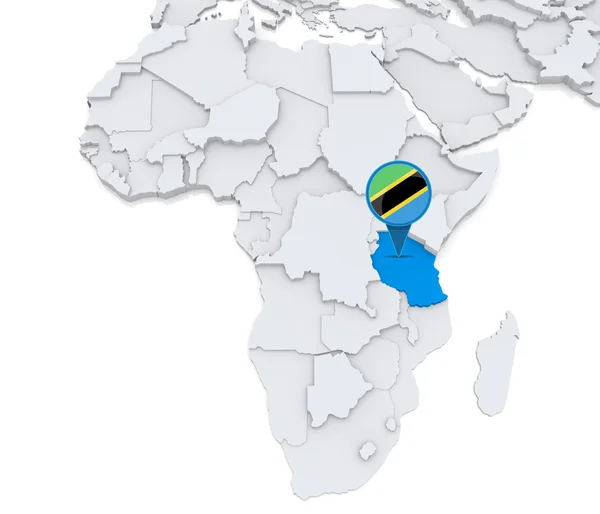 Tanzánia, Afrika térképén — Stock Fotó