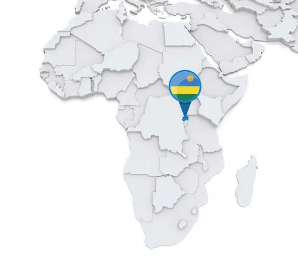 Rwanda sur une carte de l'Afrique — Photo