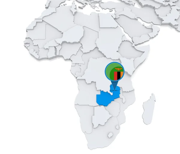 La Zambie sur une carte de l'Afrique — Photo