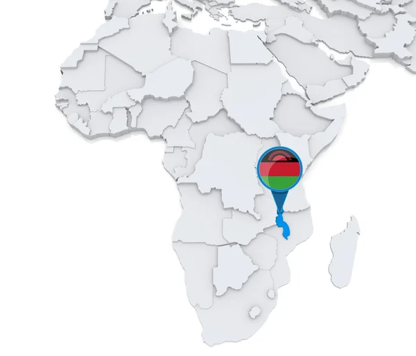 Malawi on a map of Africa — Stock Photo, Image