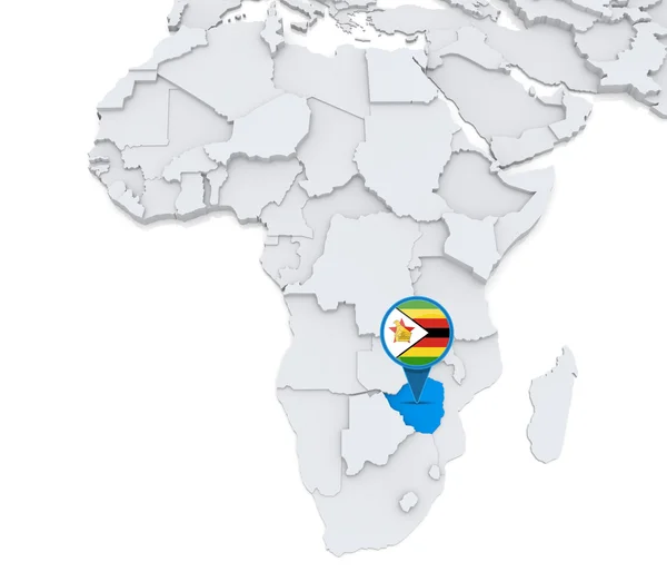 津巴布韦在非洲的地图上 — 图库照片