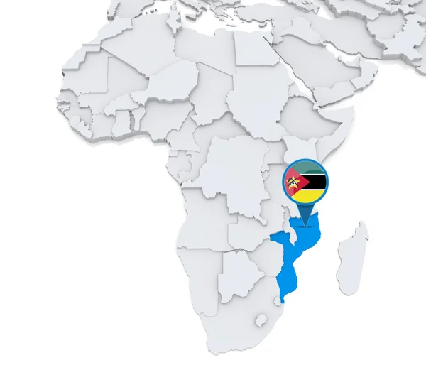 Moçambique sobre um mapa de África — Fotografia de Stock