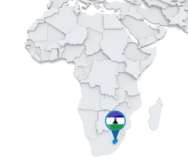 Lesotho on a map of Africa — Stock Photo, Image