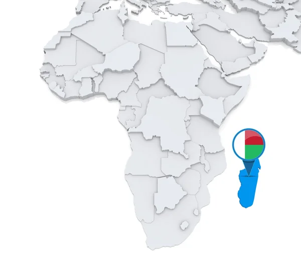 Madagascar on a map of Africa — Stock Photo, Image