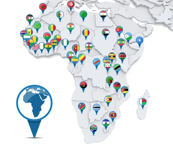 국기와 아프리카의 지도 — 스톡 사진