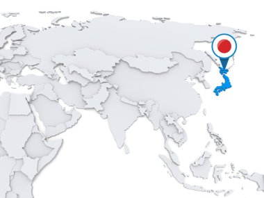 Asya harita üzerinde Japonya