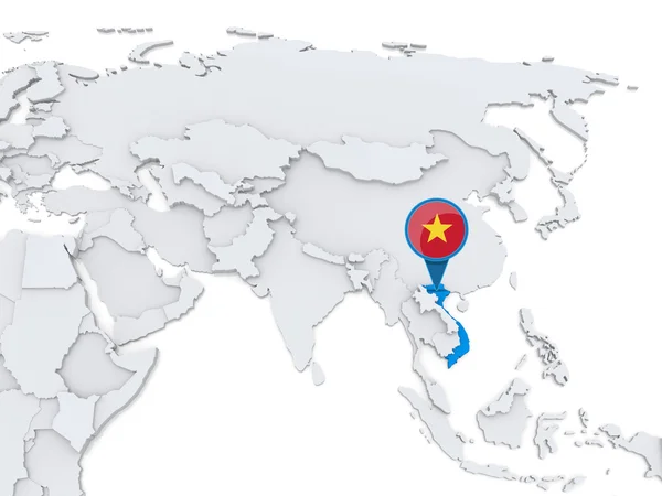 Vietnam on a map of Asia — Stock Photo, Image