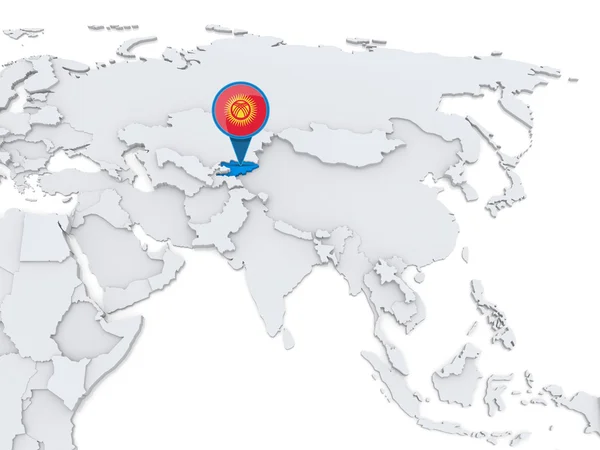 Kyrgyzstan on a map of Asia — Stock Photo, Image