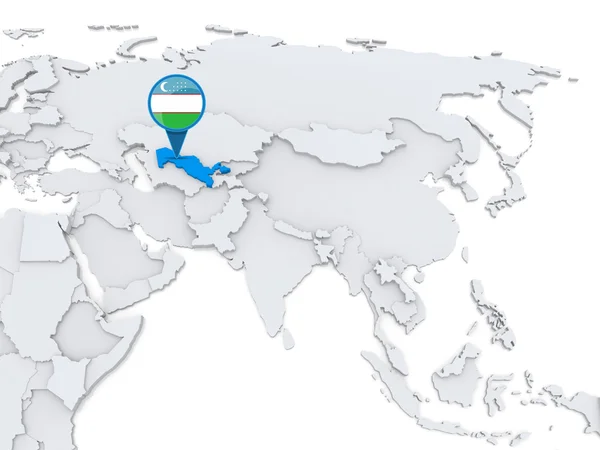 Uzbekistan on a map of Asia — Stock Photo, Image