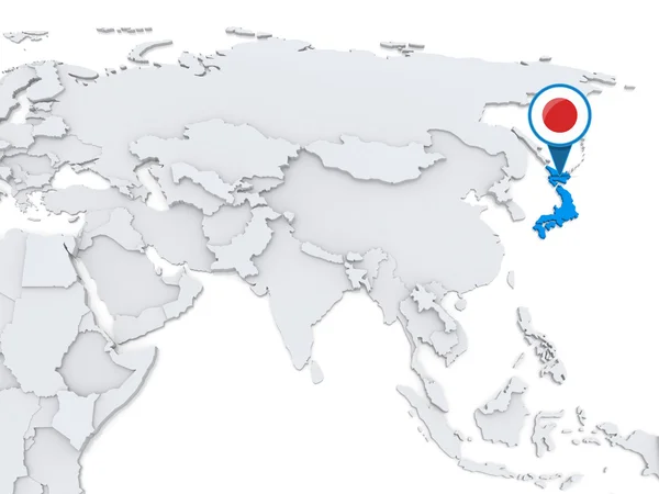 Japan on a map of Asia — Stock Photo, Image