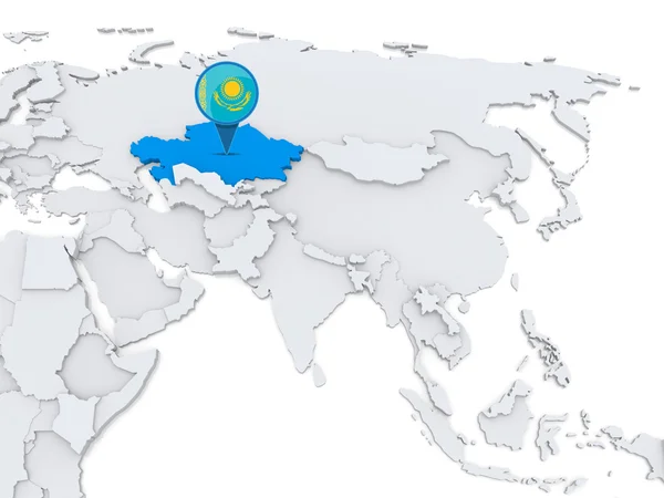 Kazakhstan on a map of Asia — Stock Photo, Image