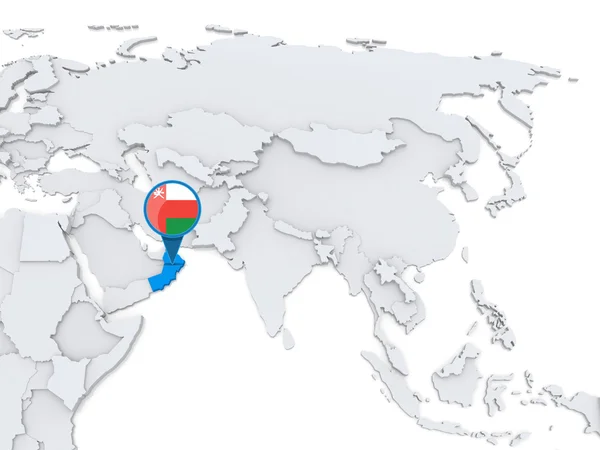 Oman on a map of Asia — Stock Photo, Image