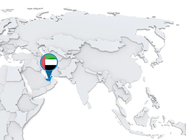 United Arab Emirates on a map of Asia — Stock Photo, Image