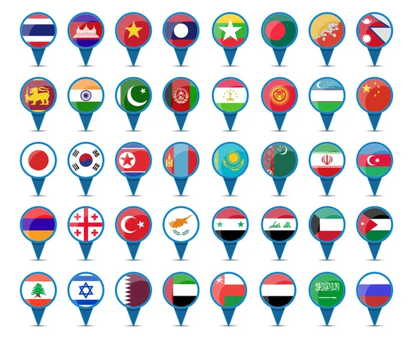 Nemzeti ázsiai országok zászlóinak képtára — Stock Vector