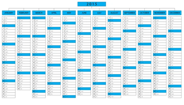 Calendário da coluna para o ano de 2015 — Vetor de Stock