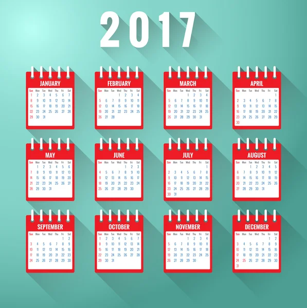 Kalender voor het jaar 2017 — Stockvector