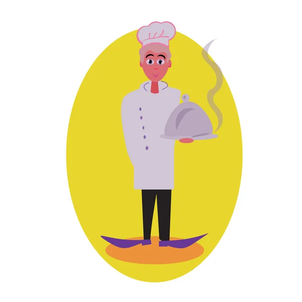 Avatar cocinero e ilustración de persona. Plano de color delineado estilo. Ilustración vectorial . — Archivo Imágenes Vectoriales