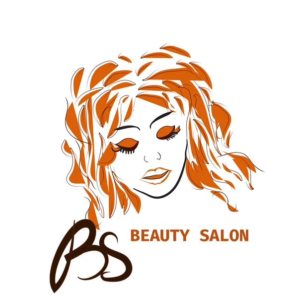 Tarjeta de peinado para salón de belleza en VECTOR CON HERMOSA CHICA — Vector de stock